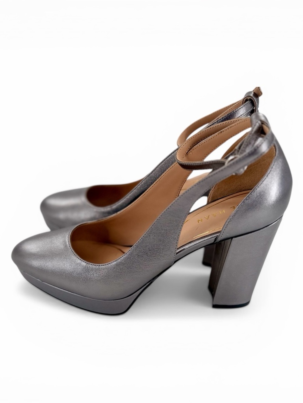 Cole Haan Grand OS Metallic Leather Heels Womens 8.5B Pewter Wedding Season - Picture 3 of 9